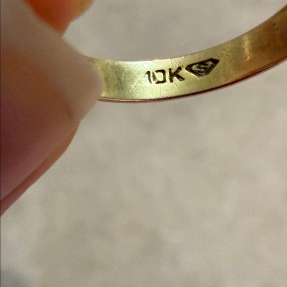 10 k vintage white gold and yellow gold wedding band - Picture 4 of 4